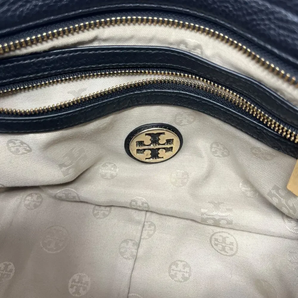 Tory Burch Amanda Mini Satchel Bag Black Pebbled Leather Crossbody